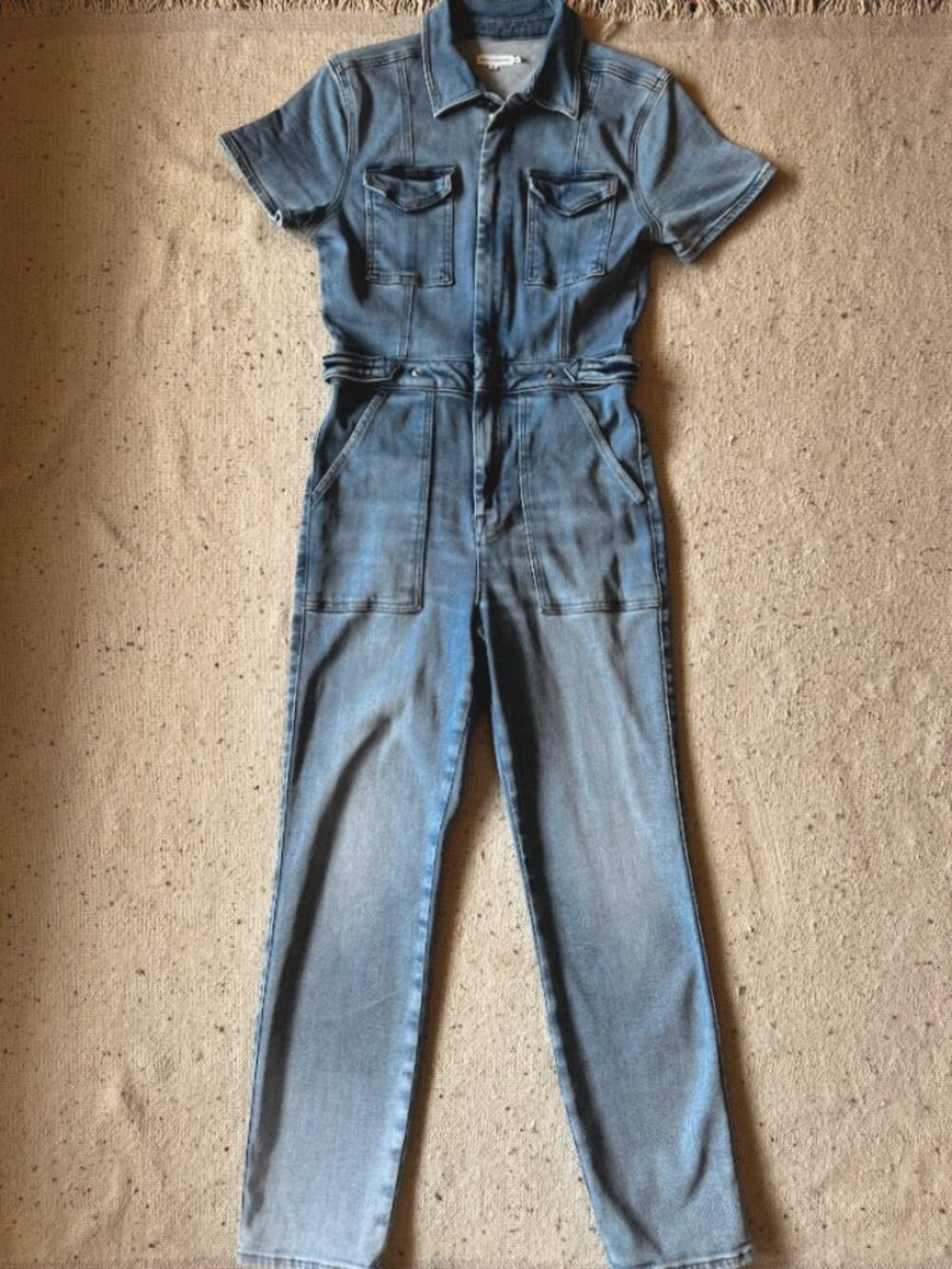 Good American Fit For Success Denim Jumpsuit Size 3 L Utility Zip Blue